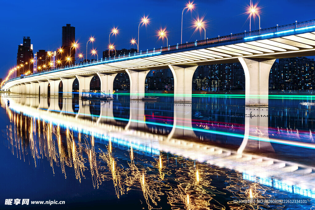 武汉城市桥梁夜景