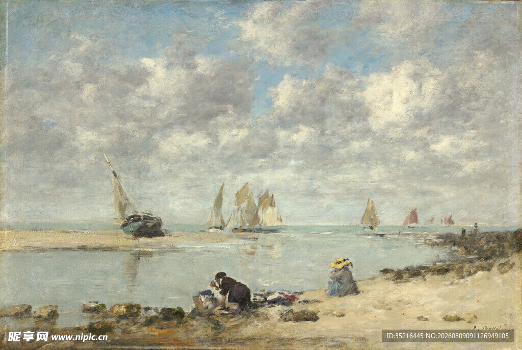 海边帆船与休憩场景