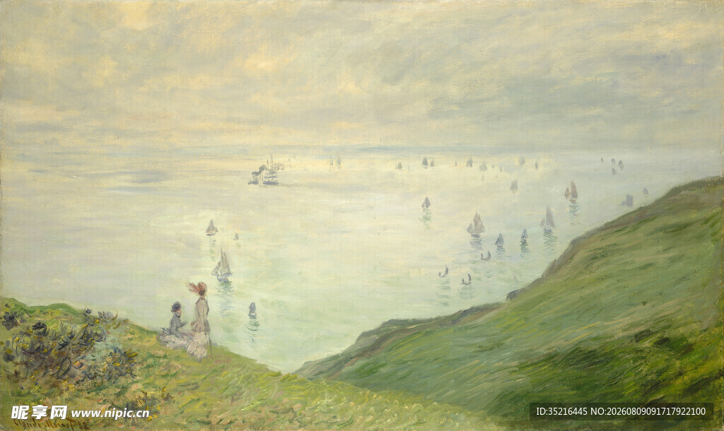 海边山丘风景油画