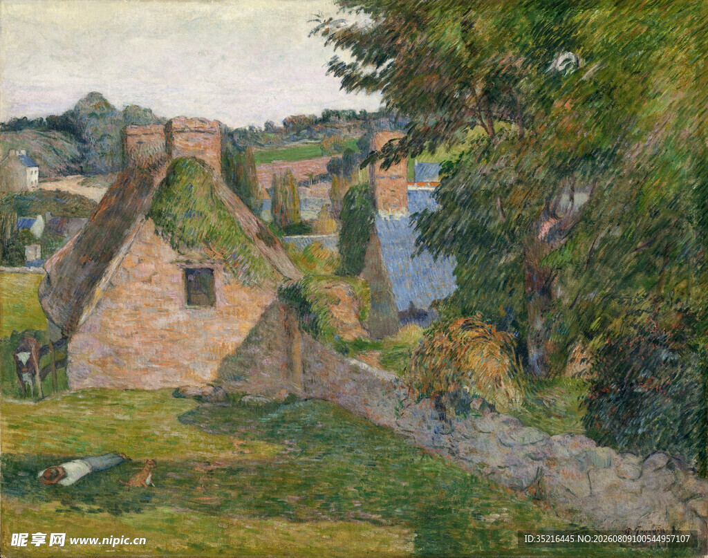 乡村小屋风景油画