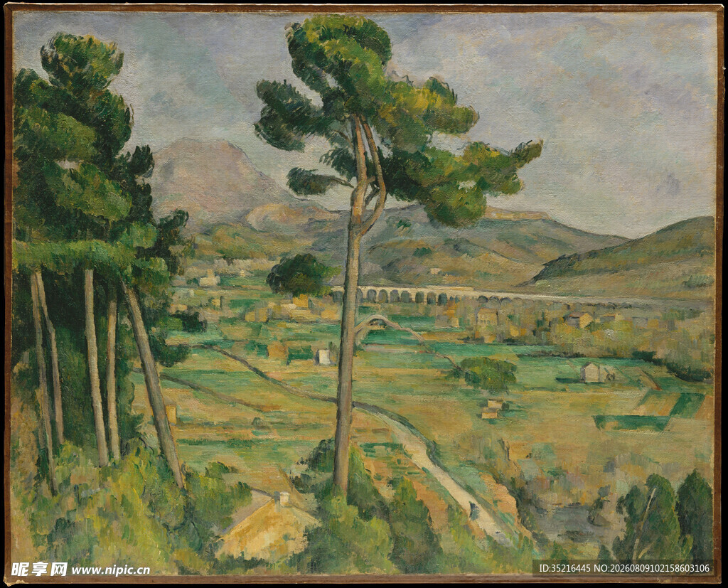 田园松林风景油画