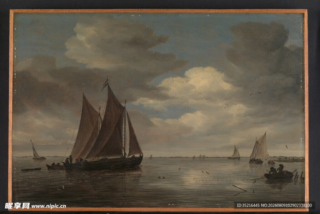 海上帆船风景画作