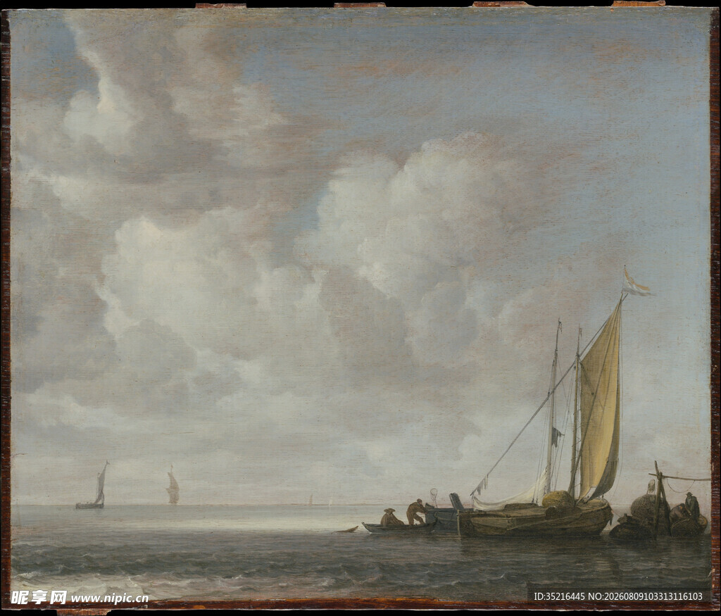 海上帆船风景油画