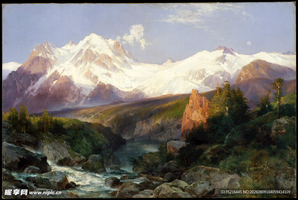 壮丽山间景色油画作品