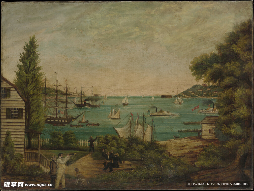 海港风景油画
