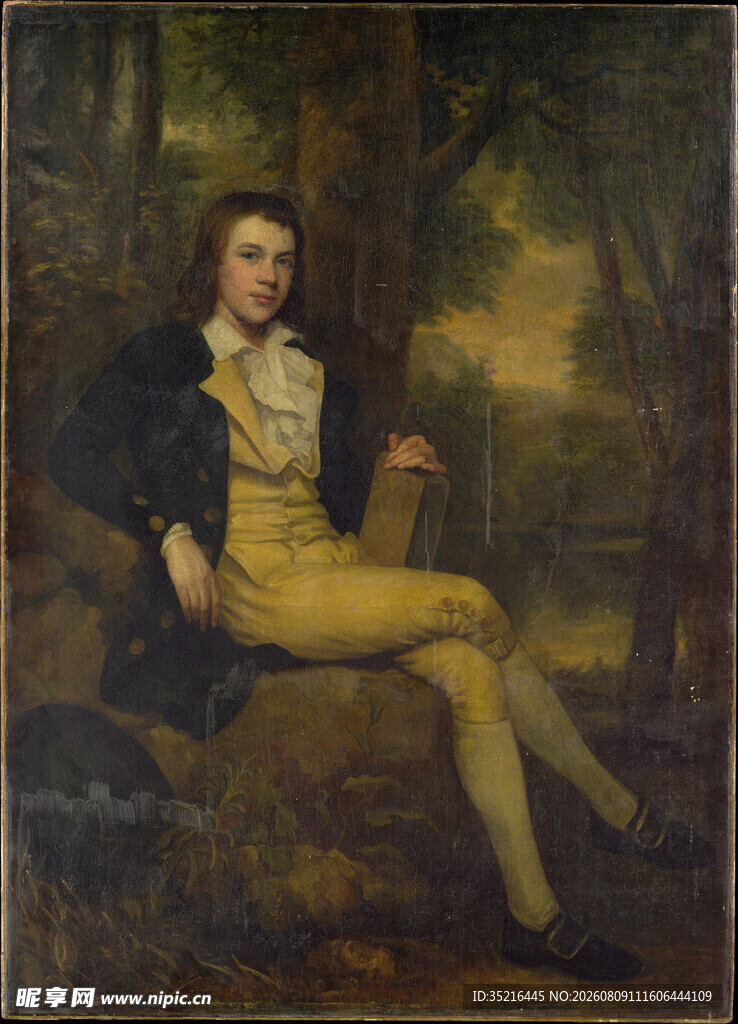 古典男士坐姿肖像画