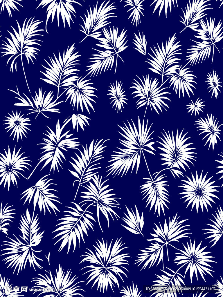 蓝底白花图案纹理