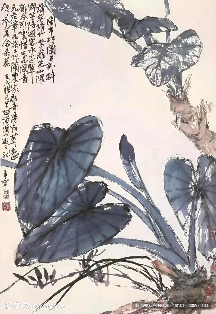 荷塘莲叶图