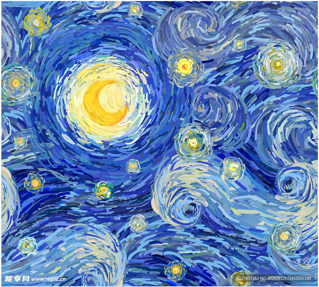 梵高星空画作艺术呈现