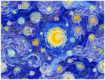 梵高风格星空抽象画作