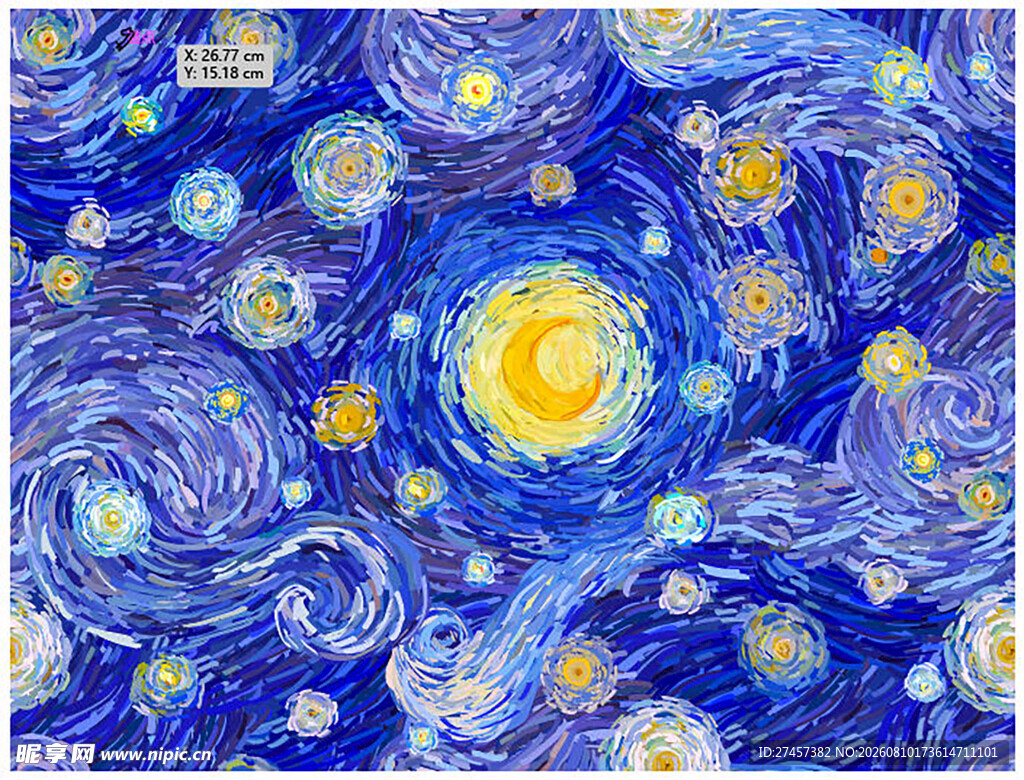梵高风格星空抽象画作