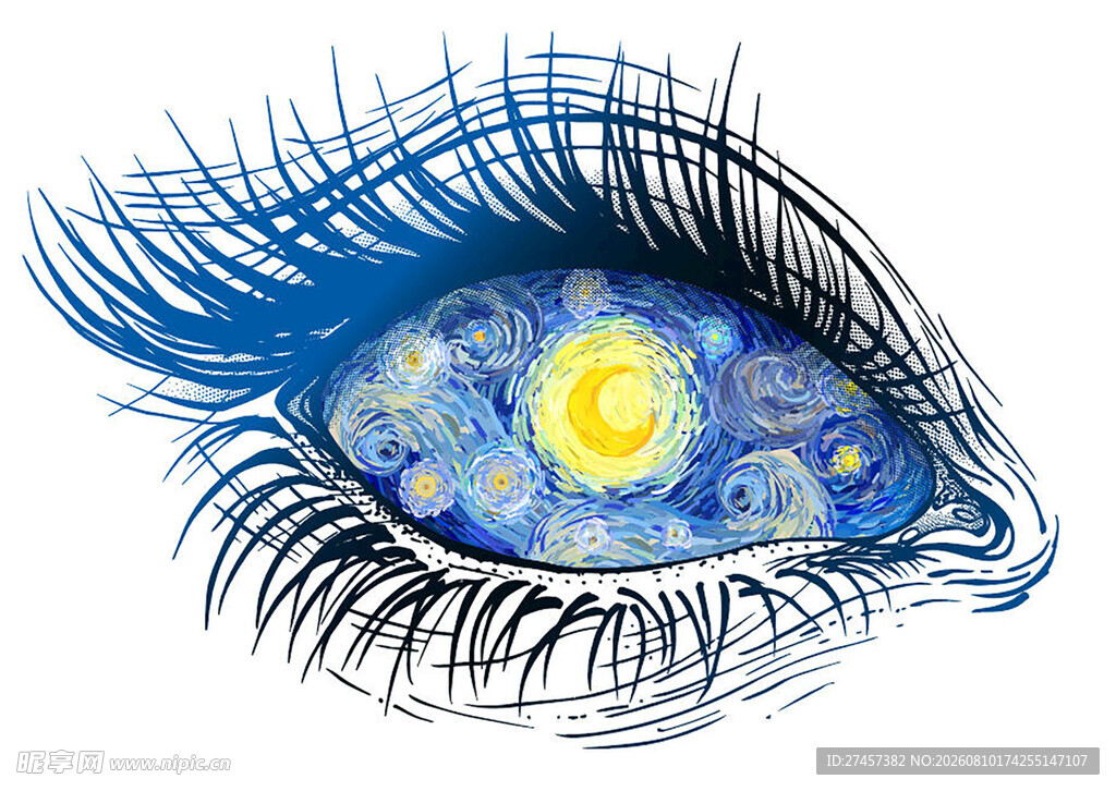 梦幻星空眼眸艺术插画