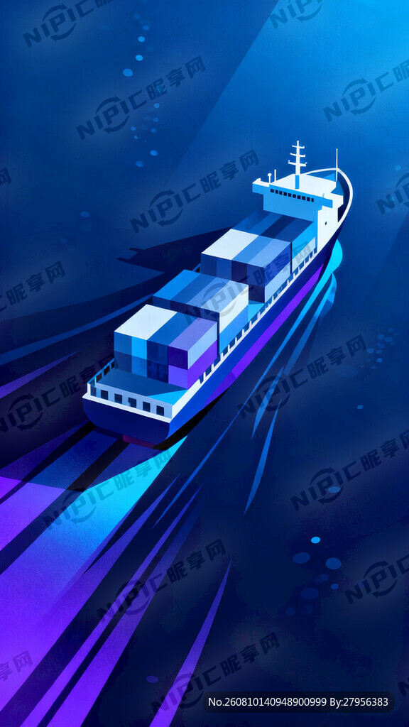 大海底图 货轮抽象航行