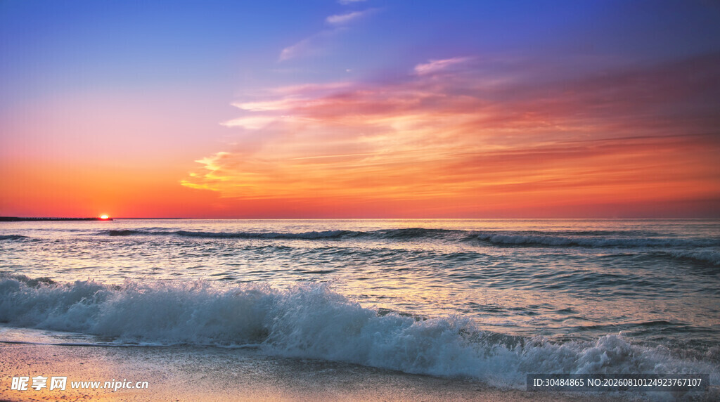 海边绚丽日落美景