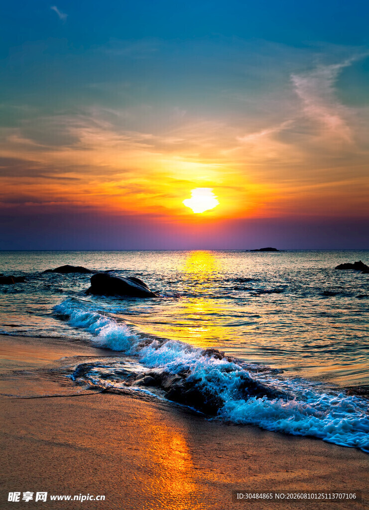 海边绝美日落海景画面