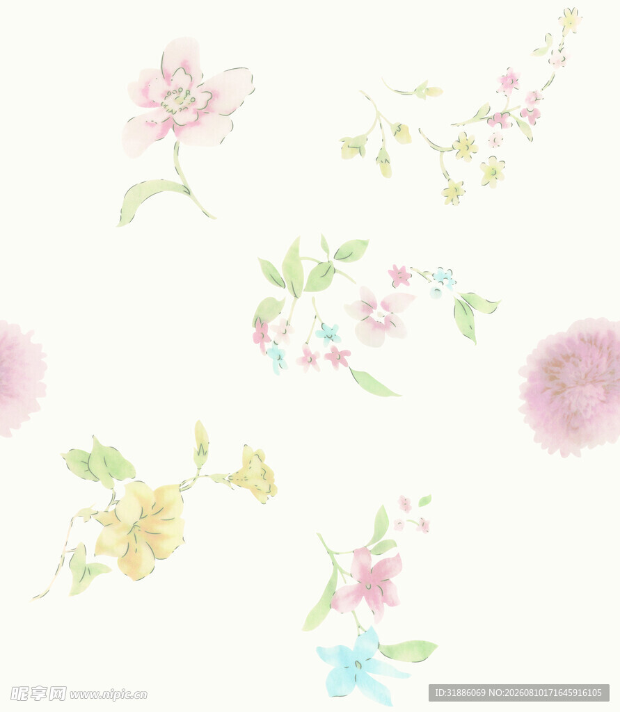 花卉图案背景清新雅致