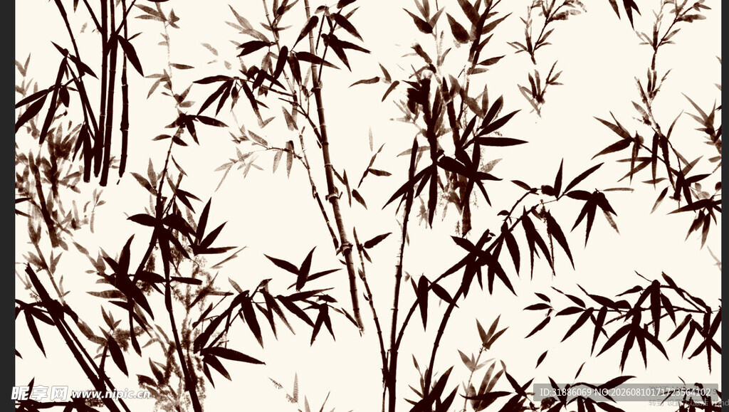 水墨风竹子画作