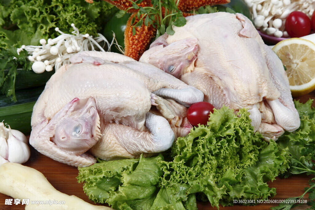 新鲜生鸡肉与蔬菜搭配