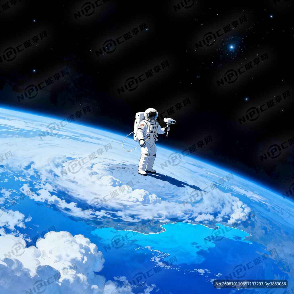 蓝色星球 宇航员 参考图风格