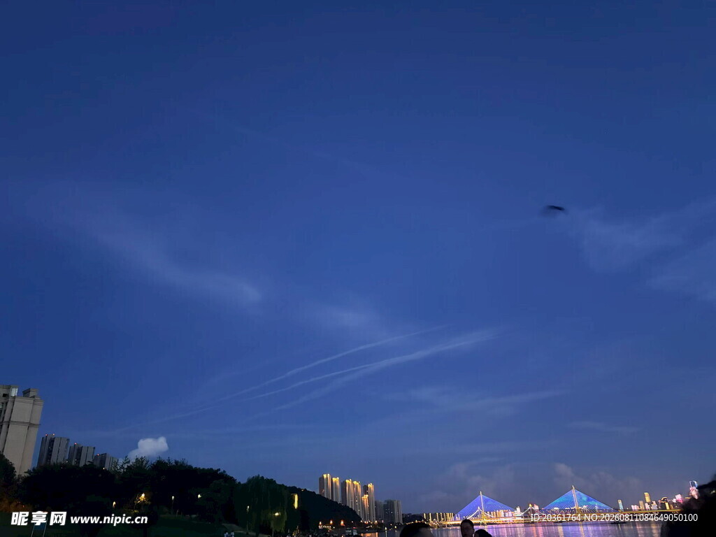 夜幕下的城市天际线景观