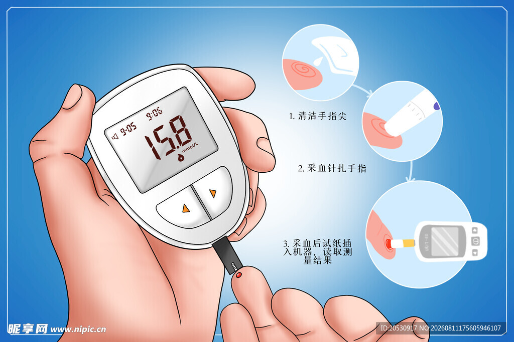 手持血糖仪显示血糖值画面