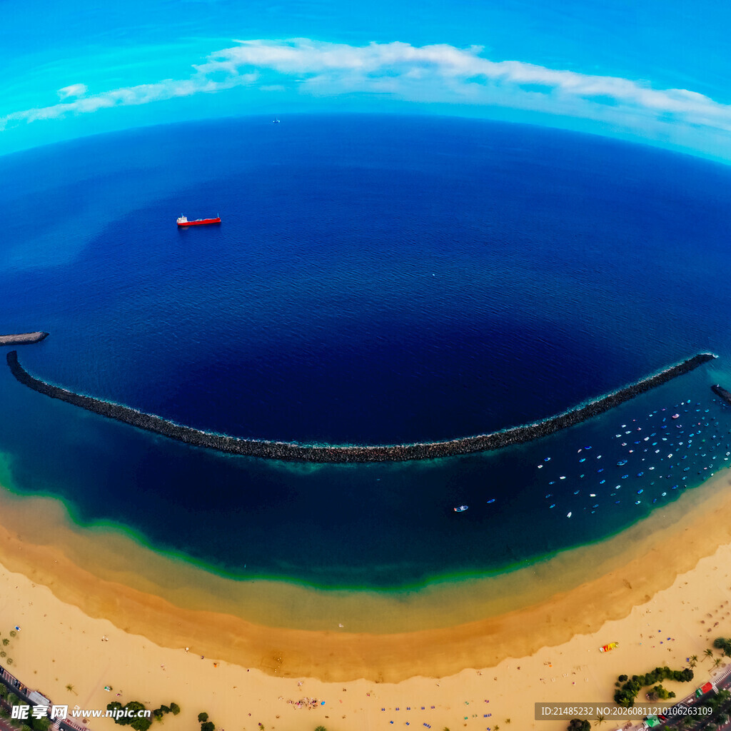 美丽海滨风光俯瞰图