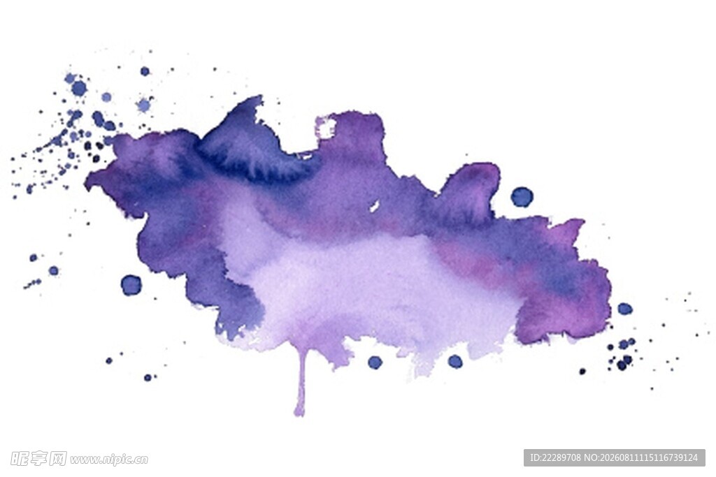 紫色水彩墨渍艺术图案