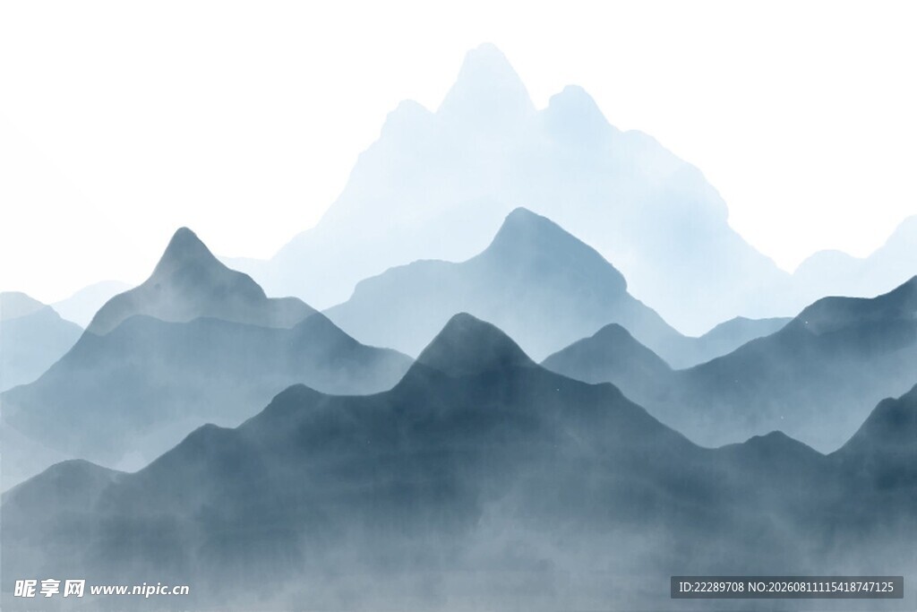 水墨群山意境图