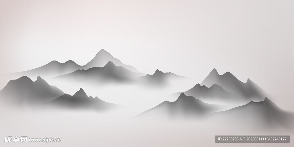 水墨风格山峦景观