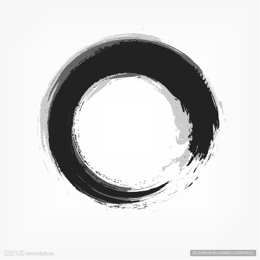 水墨笔触圆环图案