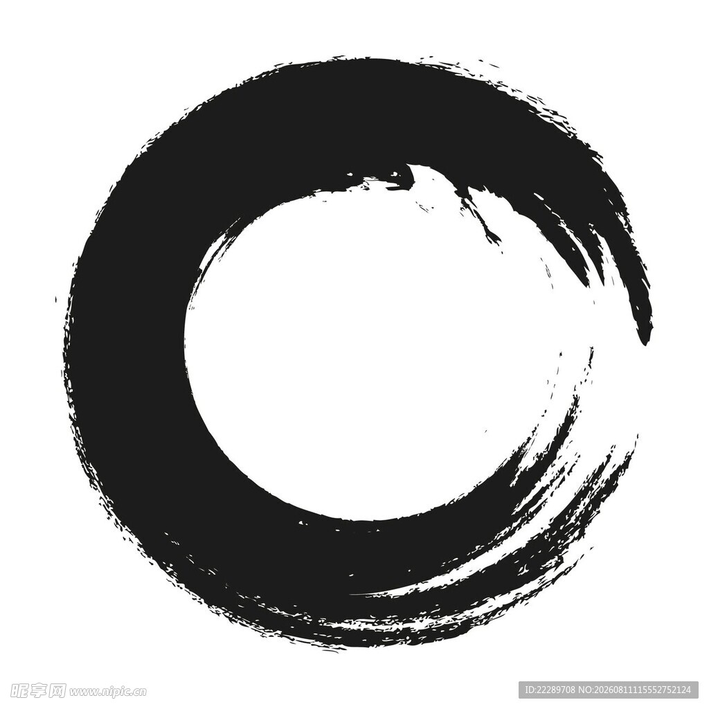 水墨笔触圆环图案