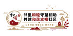 邻里互助共建和谐社区中式文化墙