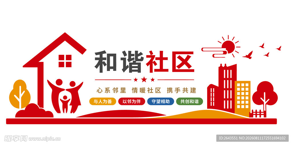和谐社区宣传科普文化墙背板
