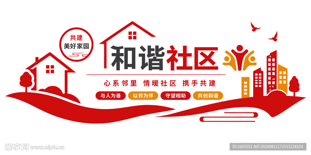 和谐社区宣传科普文化墙背板