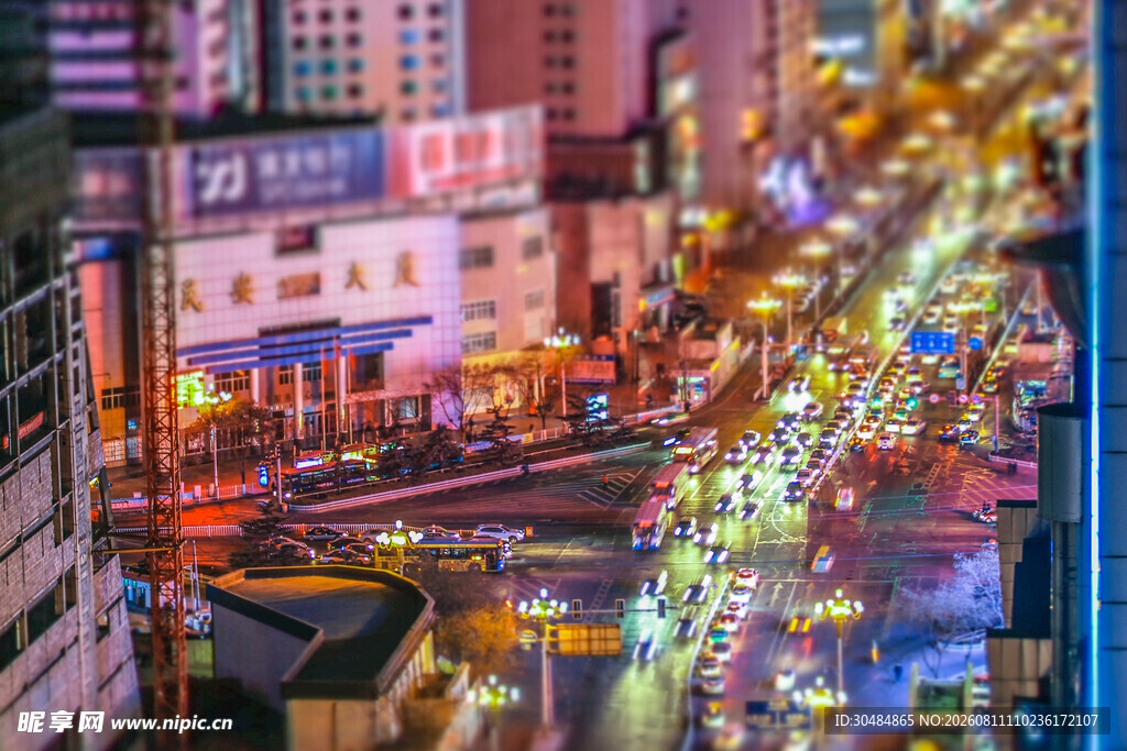 兰州夜景繁华街道