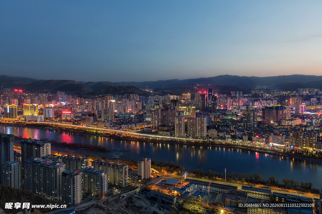 兰州璀璨夜景俯瞰图