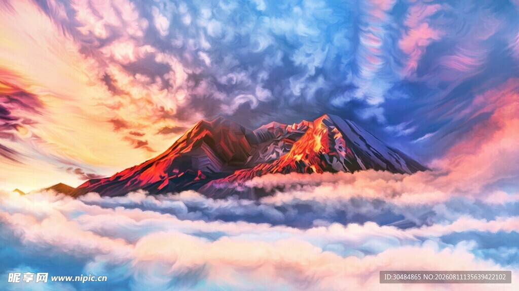 云海之上的壮丽山峰