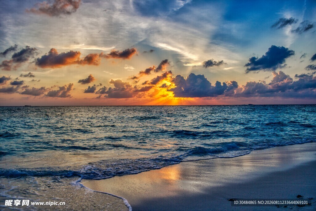 海边绝美日落海景风光