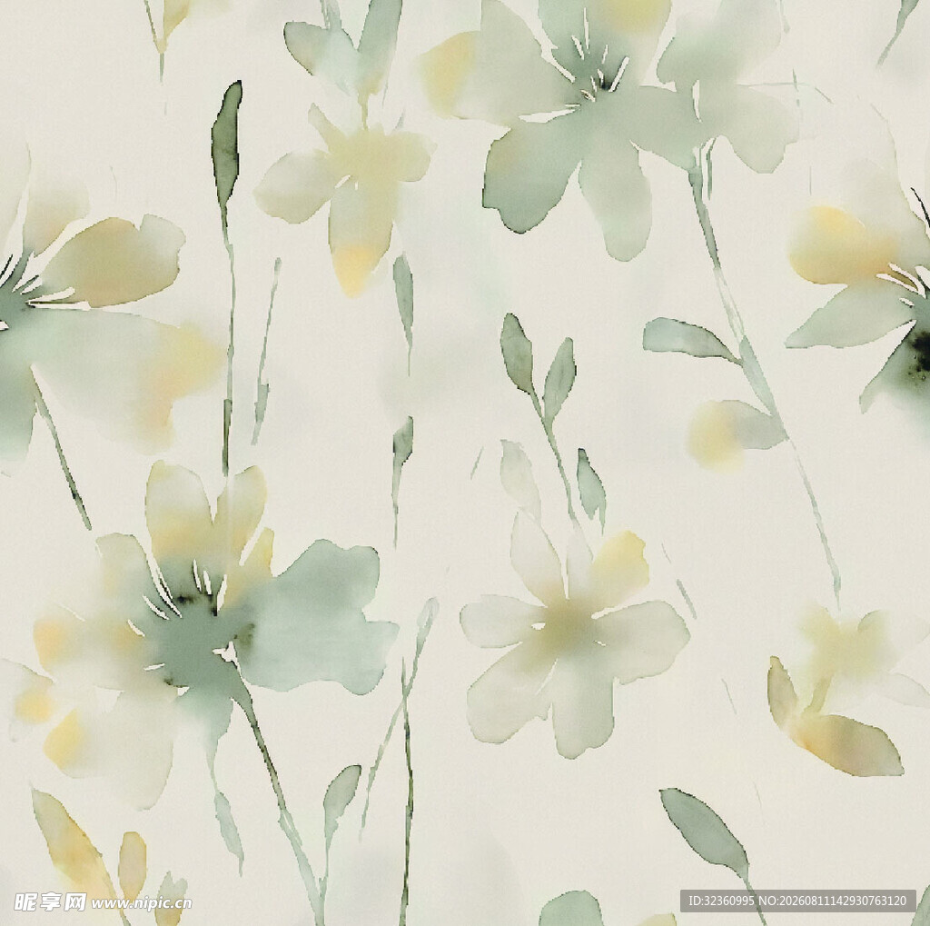 清新淡雅水彩花卉图案