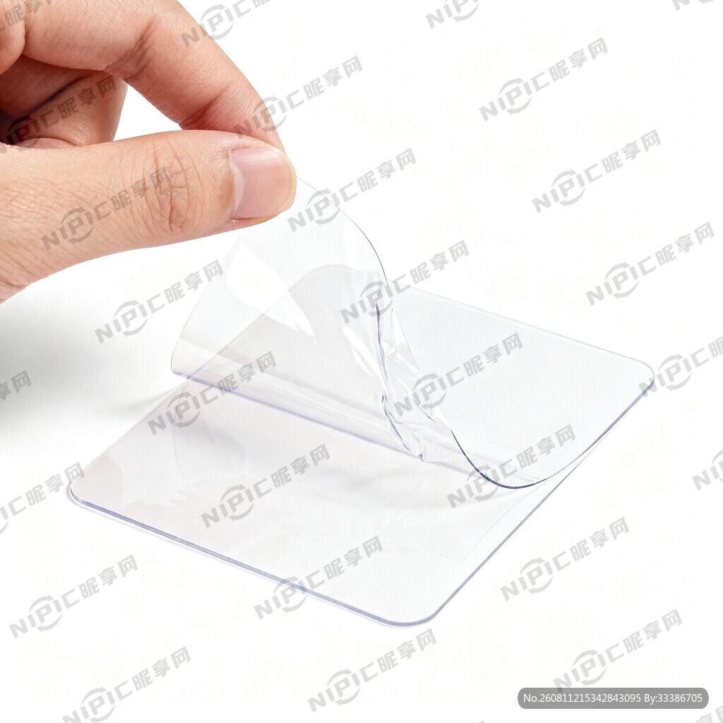 手揭开透明不干胶示意图