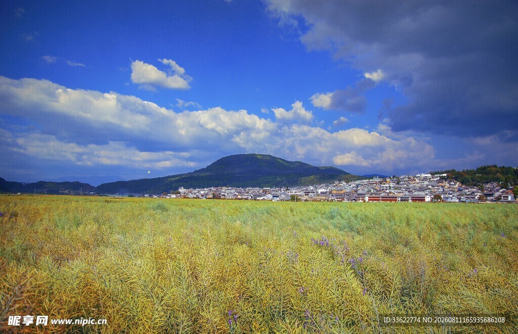 草原蓝天远山风景如画