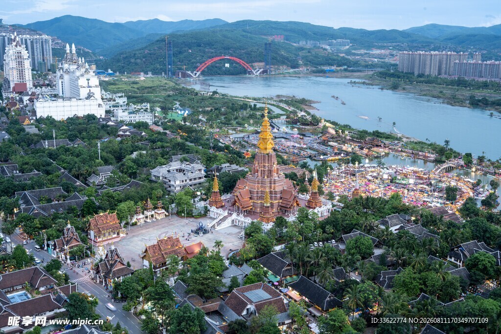 城市景区鸟瞰景观