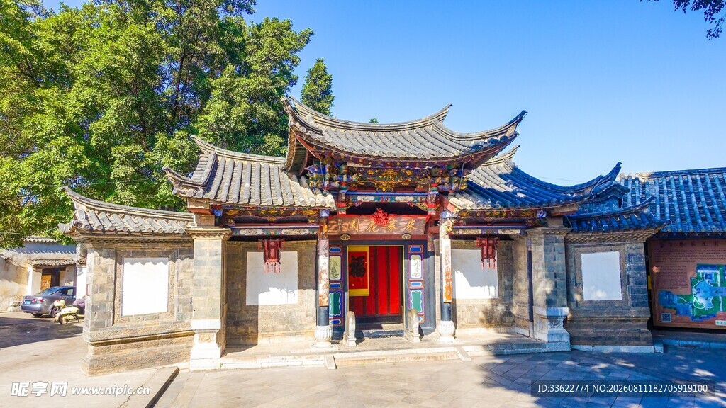 中式古建门楼景观