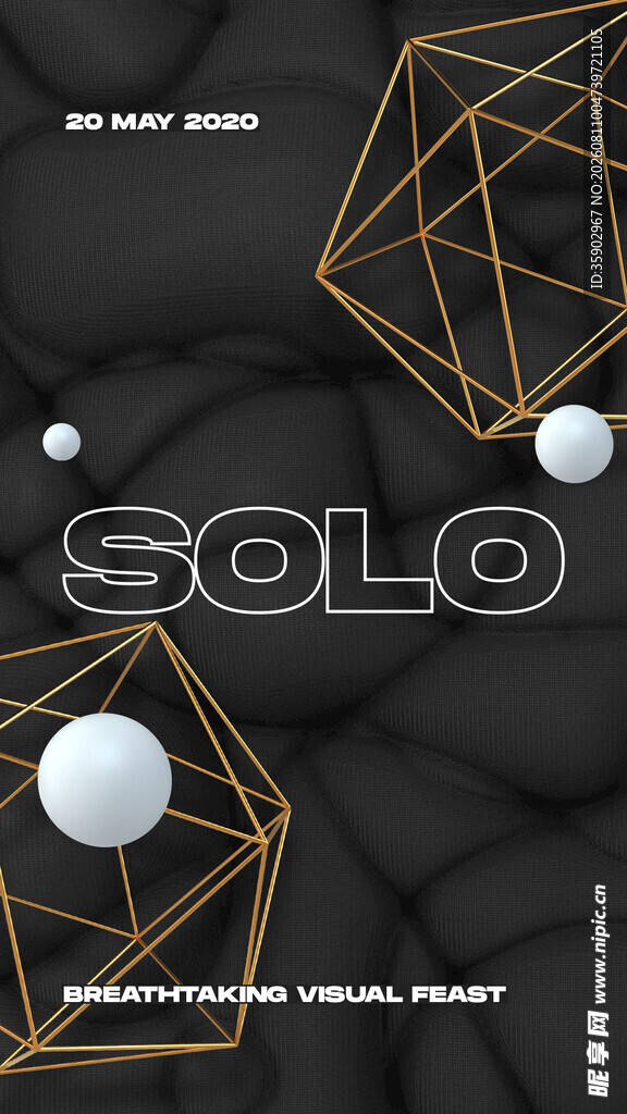黑色背景几何元素SOLO设计