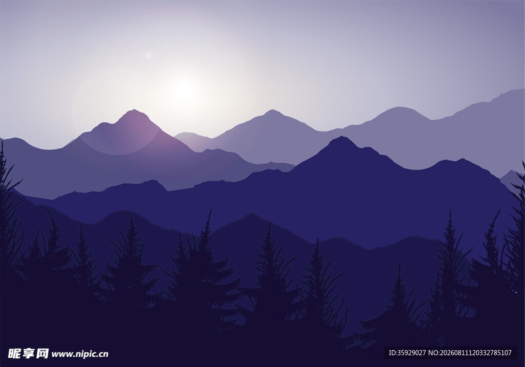 山间暮色风景