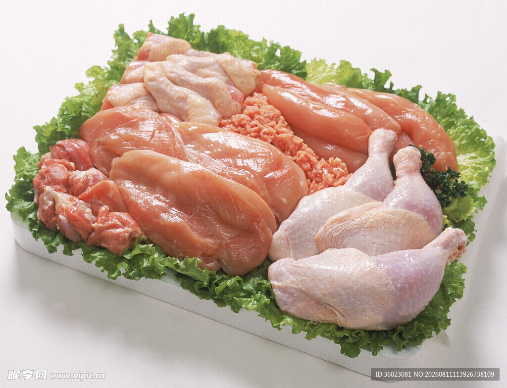 新鲜鸡肉食材展示