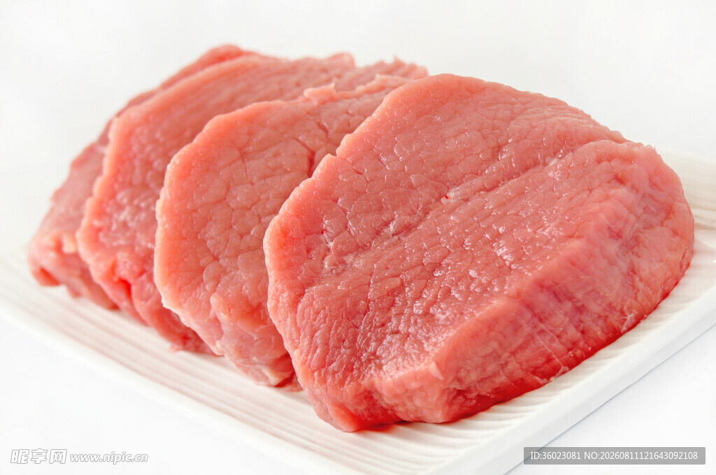 新鲜猪肉切片展示