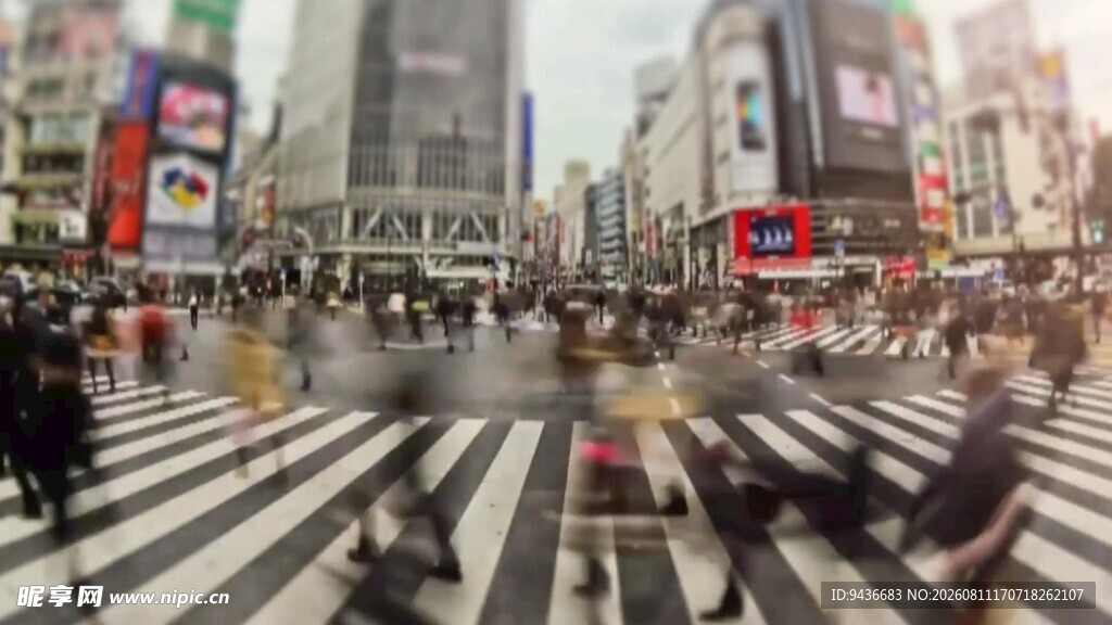 城市车流人流都市 街头 行人 