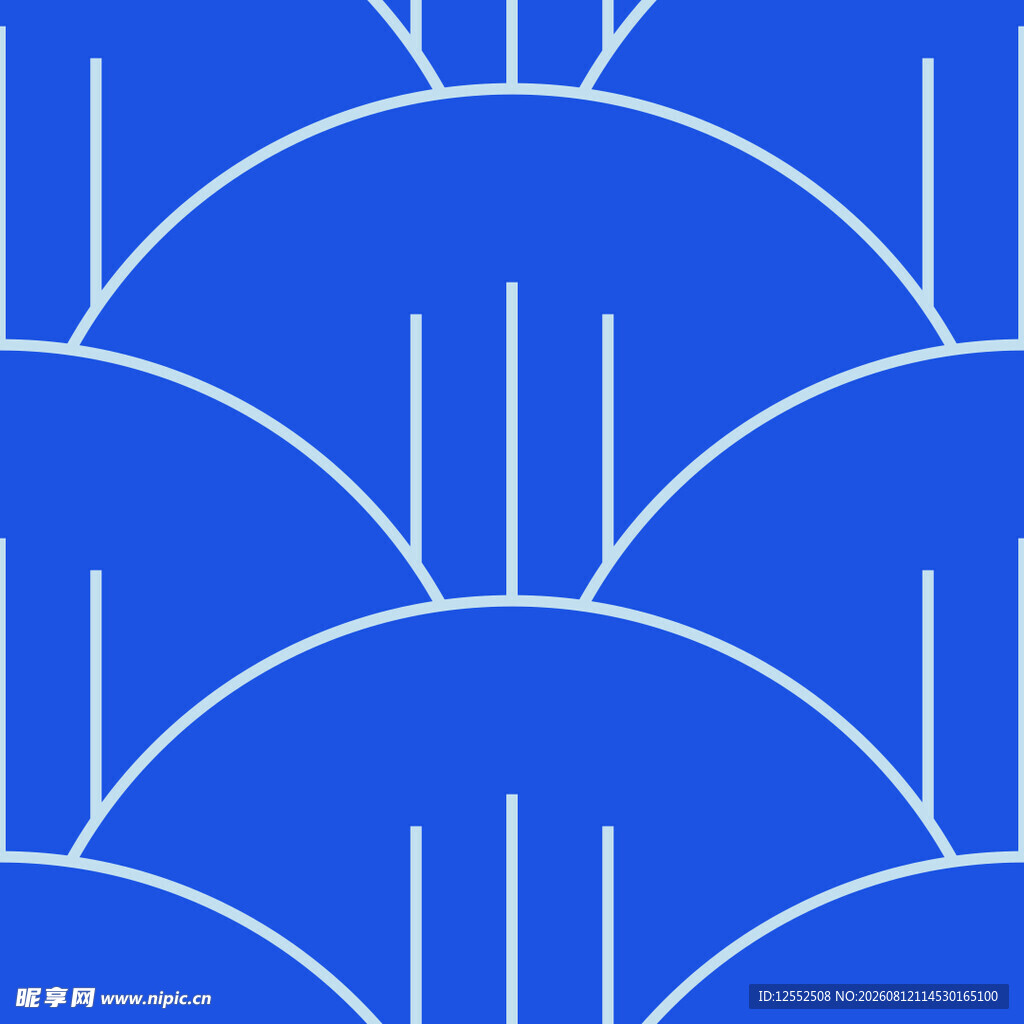 蓝色海浪纹中式图案
