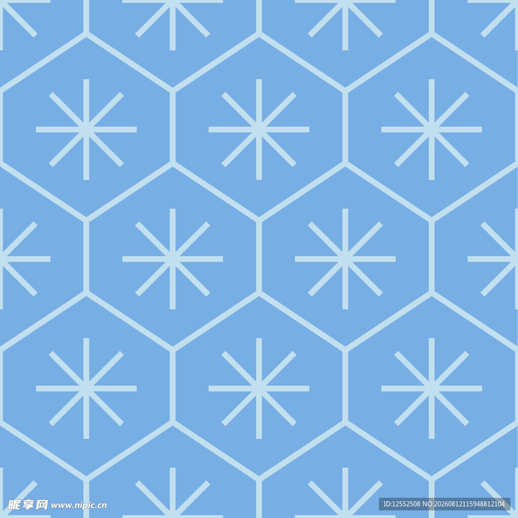 浅蓝色雪花六边形图案